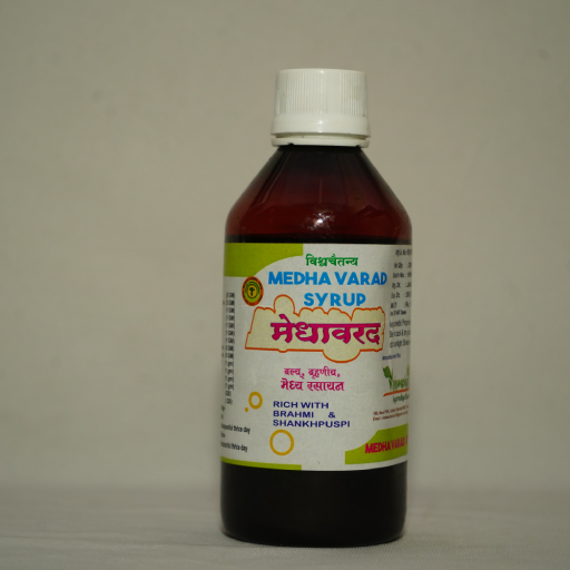 Medhavarad Syrup 200 MLMedhavarad is very useful and unique brain tonic, Useful for those who do mental work and physical work Helps in reducing tiredness and laziness after mental or physical work For refreshing and soothing heart and brain For maintain